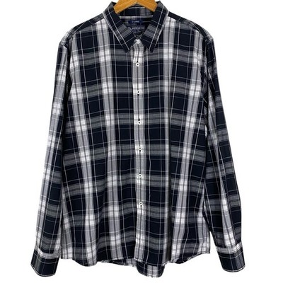 American Rag Mens Button Up Shirt Size XL Black White Plaid Long Sleeve
