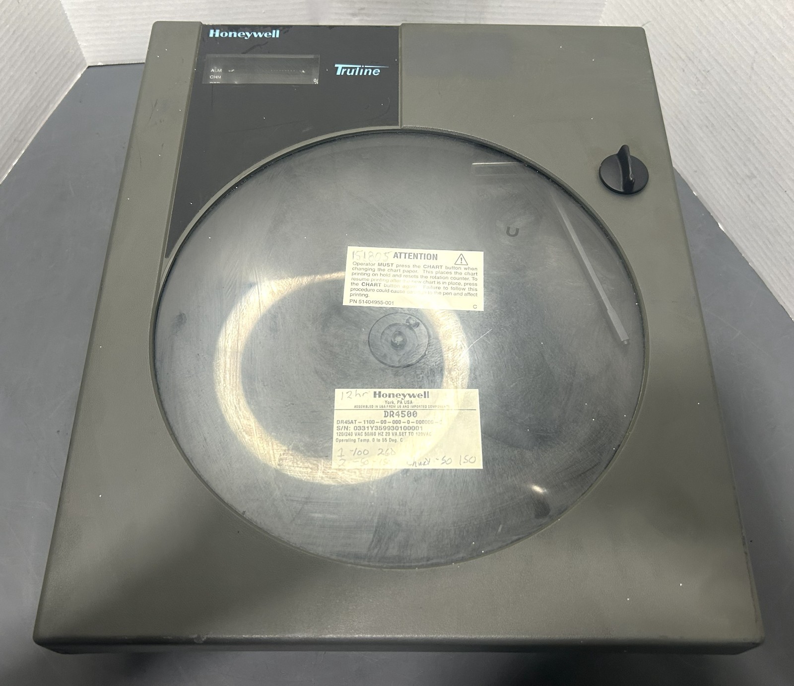 Honeywell Truline DR4500 12-inch Microprocessor Based Chart Recorder Untested