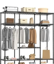 Heavy Duty Metal Wire Clothes Rack, 66"L x 18"W x 68"H, 800LBS Capacity, Black 