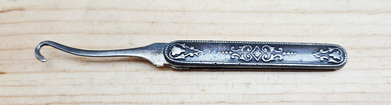 Antique Silver Folding Buttonhook - image 1