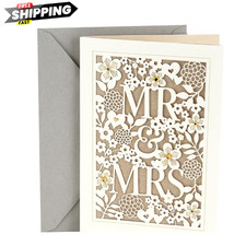 Hallmark Mr.  Mrs Wedding Card - Glittery Floral Design for Special Days