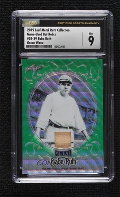 2019 Leaf Collection Game-Used Bat Green Wave 3/3 Babe Ruth #SB-39 HOF 0rm6