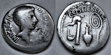 Octavian   DENAR -  Simpulum, aspergillum, Krug und Lituus.)  3,69gr.--20mm