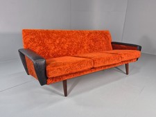Vintage Danish Three Seater Settee Orange and Black 1960s Retro MCM EB11333 M3SS