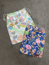 Vintage Michigan Rag Co Lot Of 2 All Over Print Laundry Bags