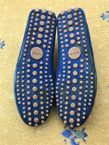 Gucci Loafers Suede Shoes Drivers Silver Horsebit Blue Mens US 7 UK 6.5 EU 40.5 - Picture 8 of 13