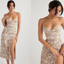 House of CB Charlotte Peony Print Midi Dress Plus Cup L NWOT