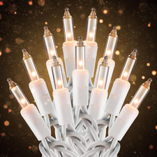 Christmas Lights, 100 Count 21Ft White Wire Clear Incandescent Bulbs String Ligh