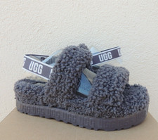 UGG SHADE OH FLUFFITA SHEEPSKIN FLUFF PLATFORM SANDALS, WOMEN US 11/ EUR 42 NEW
