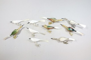 10x alter Christbaumschmuck Glas bemalt Vögel (IA194)