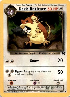 Dark Raticate Common Team Rocket 51/82 HP