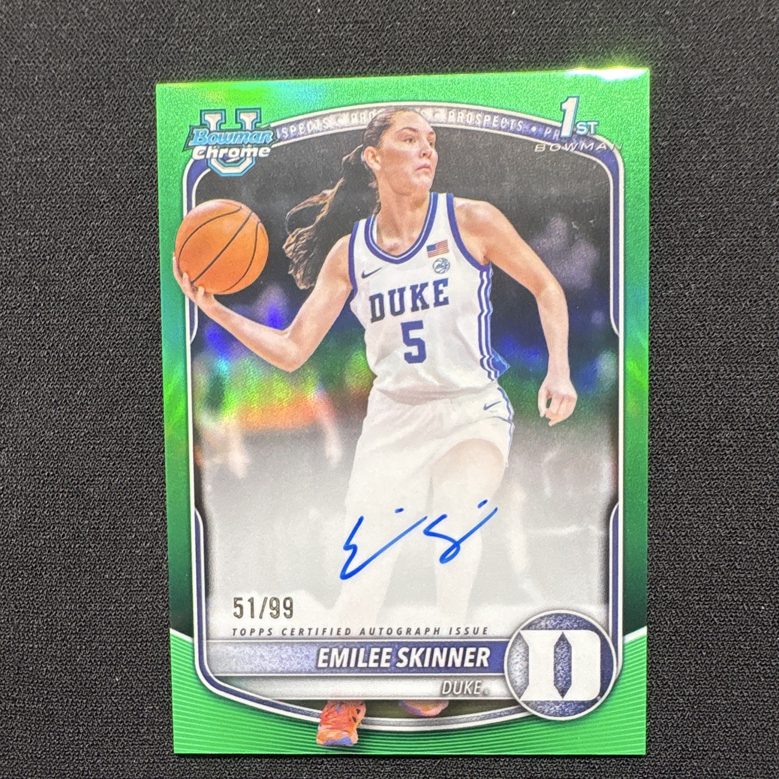 2025 Bowman Chrome U Emilee Skinner Green Auto /99 1st Bowman