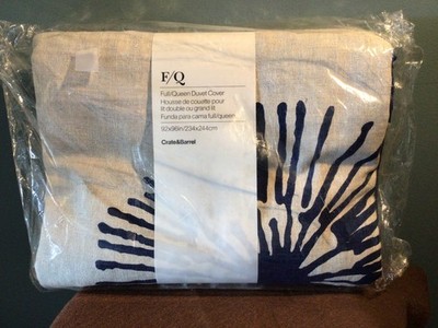 NWT Full/Queen Crate & Barrel Hanna Blue Floral Duvet Cover 92  X 96 