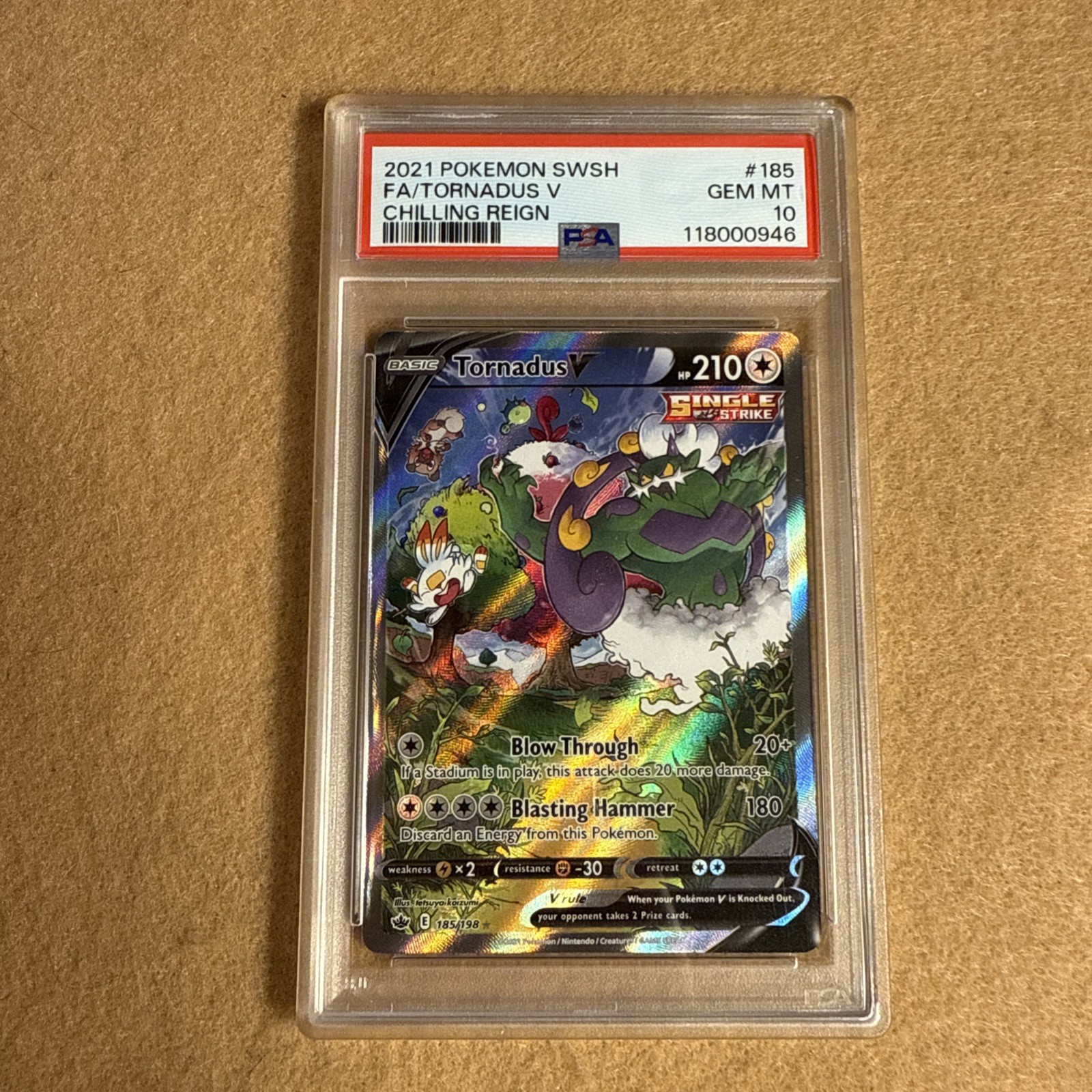 2021 Pokemon SWSH Chilling Reign Tornadus V Alt Alternate Art 185/198 PSA 10