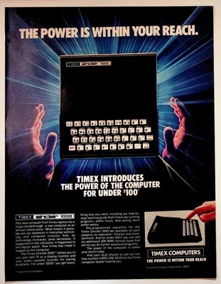 1983 Timex Sinclair 1000 Vintage Magazine Print Ad Retro Home Computer Art
