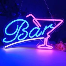 16"x10" Bar Martini Cocktail Vivid LED Neon Sign With Dimmer USB Powered Light