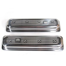 Racing Power Rpc R6037 Valve Cover Set Polished Aluminum Sbc 87-97 Ball Milled