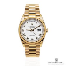 Rolex Day-Date 36 - 128238 - 2021, Box & Papers 18ct Yellow Gold White Roman ...