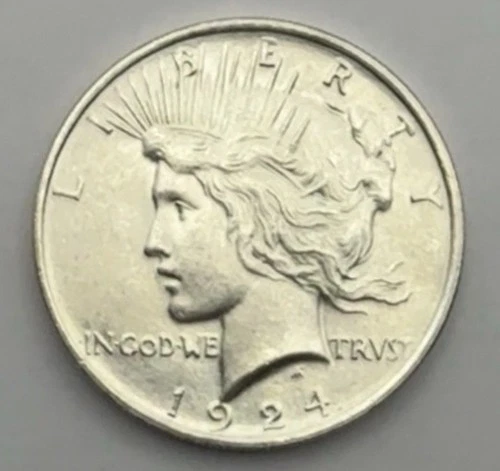 1924-Peace Silver Dollar-Uncirculated-Blazing White-Beautiful-Free Shipping!
