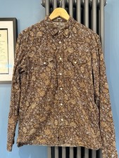 Retro Cowboy Vintage Western Style Shirt Paisley Print Long Sleeve Size M Mens