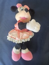 Vintage Minnie Mouse Plush Doll 1995 Pink Polka Dot Dress Bow Mattel Disney