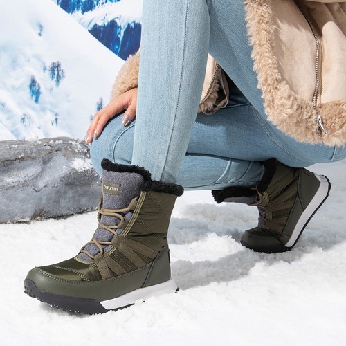 Women's Snow Boots Faux Fur Lined Pull On Winter Waterproof Warm Snow Ski Boots - Picture 9 of 23