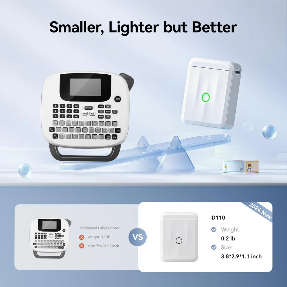 Bluetooth Label Maker Machine D110 with Tape for Home Office Organization