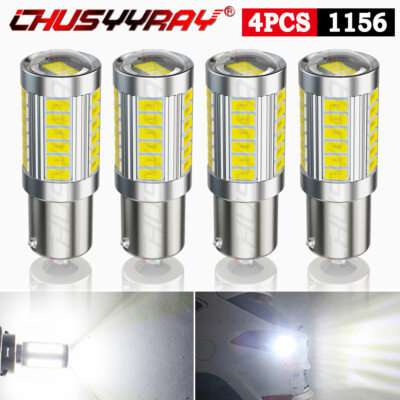 4Pcs 1156 BA15S LED Tail Brake Stop Backup Reverse Turn Signal Light Bulbs 6000K