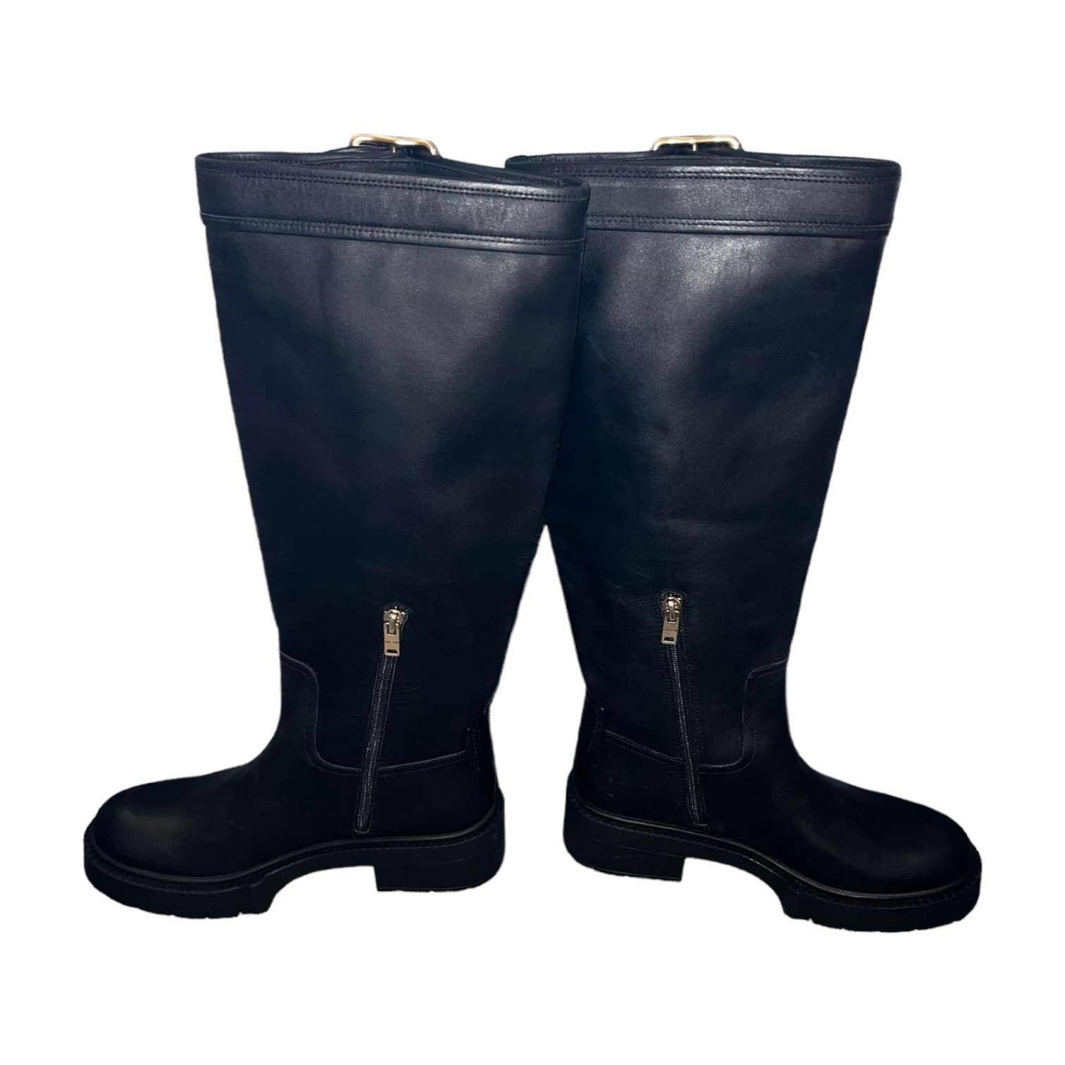Coach Lilli Black Leather Tall Knee-High Riding Boots Size 7.5 New image 3