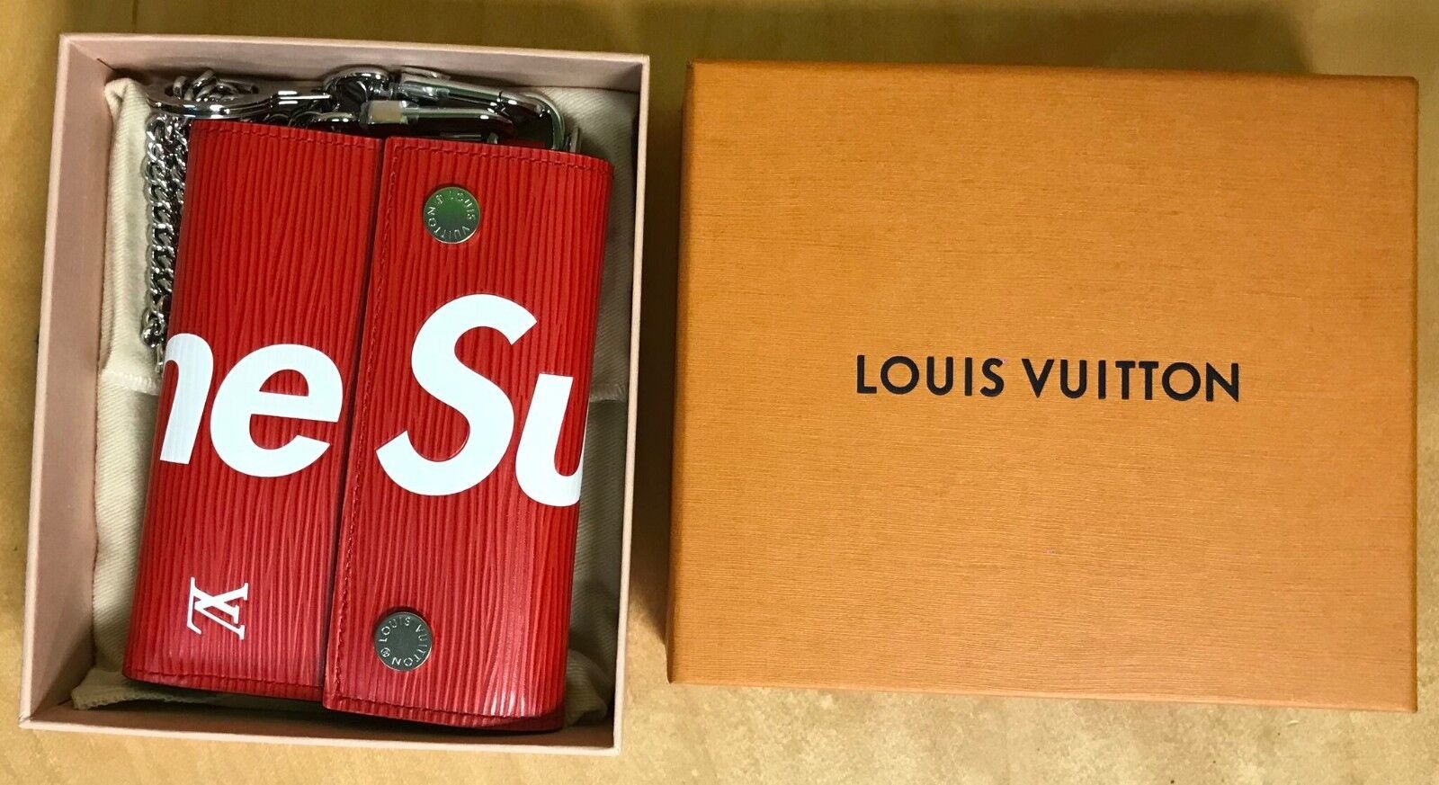 Saks OFF 5TH Louis Vuitton X Supreme Chain Wallet In Red Epi Leather 1999.99