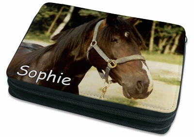 CREADESIGN Federmäppchen Federmappe Federtasche Schulmäppchen mit Namen Pferd Orignial
