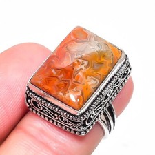 Crazy Lace Agate Gemstone Handmade 925 Sterling Silver Jewelry Ring Sz 5.5  US 