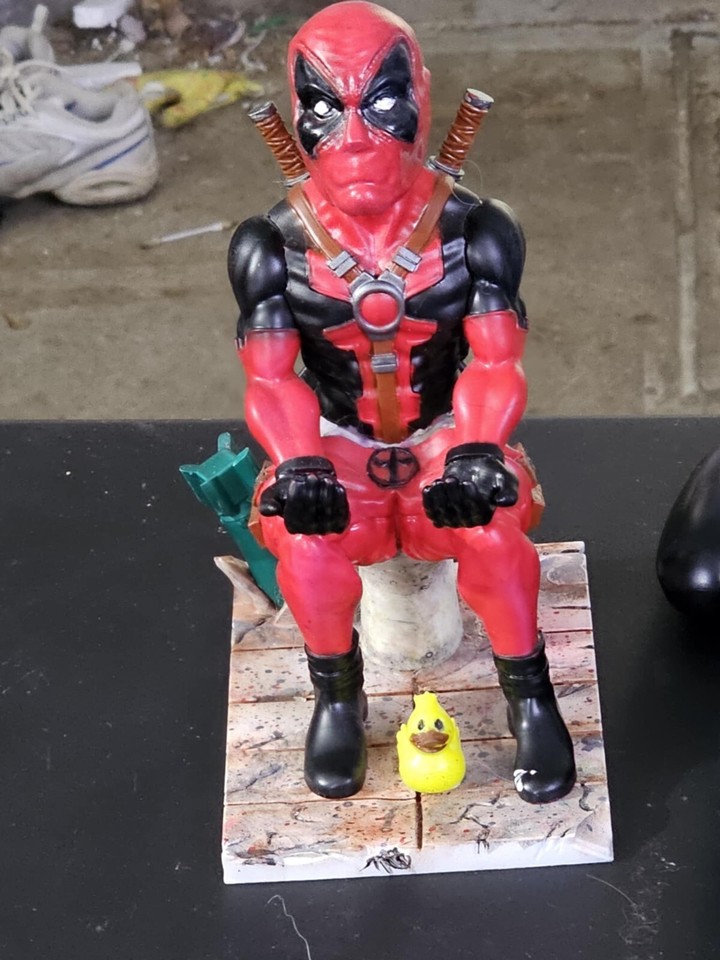 **Fan Art** Deadpool Controller, phone, or tablet Holder Hand-painted Comic Art