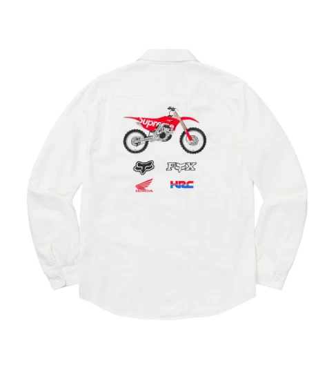 Supreme Honda Fox Racing Work Shirt White Medium In-Hand HRC Dirt Bike  Motocross