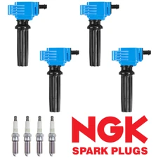 4 Performance Ignition Coil & NGK Platinum Spark Plug for 12-18 Ford Focus UF670