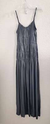 NWT NA-KD Women's Ruched Midi Spaghetti Strap Dress Size Small Grey Beachy Boho