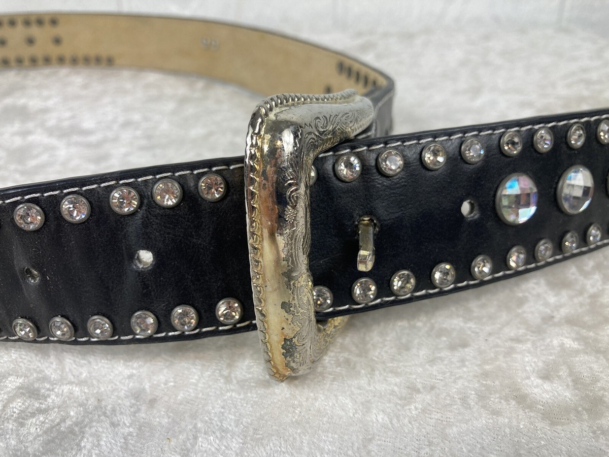 Nocona Black Leather Jeweled Western Belt Size 36 