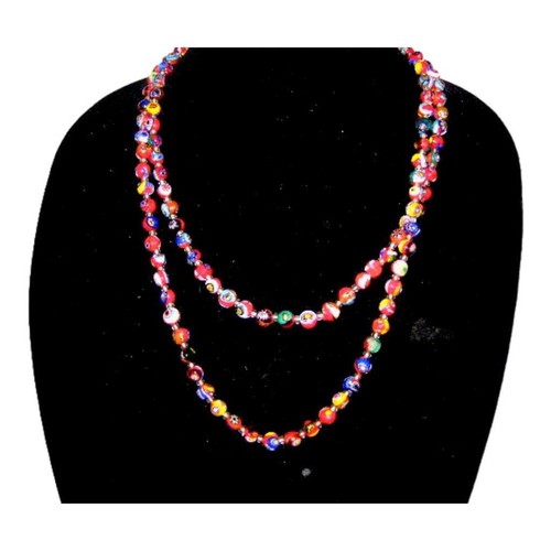 Antique Murano Venetian Glass Millefiori Bead 48" Necklace