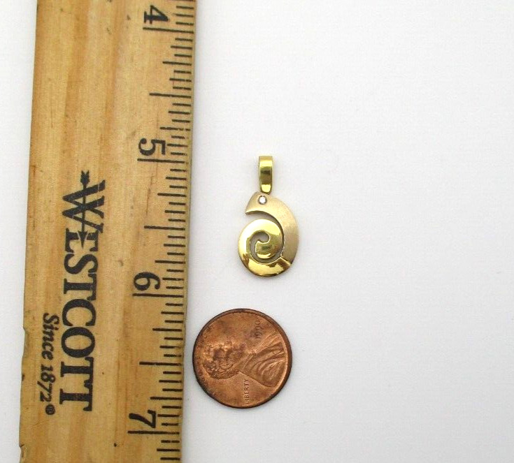 18K Yellow Gold Diamond Swirl Pendant [P48] - image 7