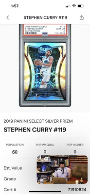 その他 2019 Silver Prizm Stephen Curry PSA 10 2019 Panini Select Stephen Curry Silver Prizm PSA 10 #119 Warriors
