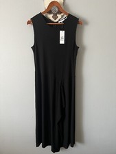 Calvin Klein Dress Sleeveless Round Neck Ruffle Black Shift MSRP $119 Large NWT
