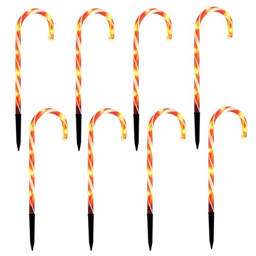 Outdoor Garden LED Light Up Red Candy Cane Path Way Christmas 5 pcs 40cm Lights - Picture 3 of 3