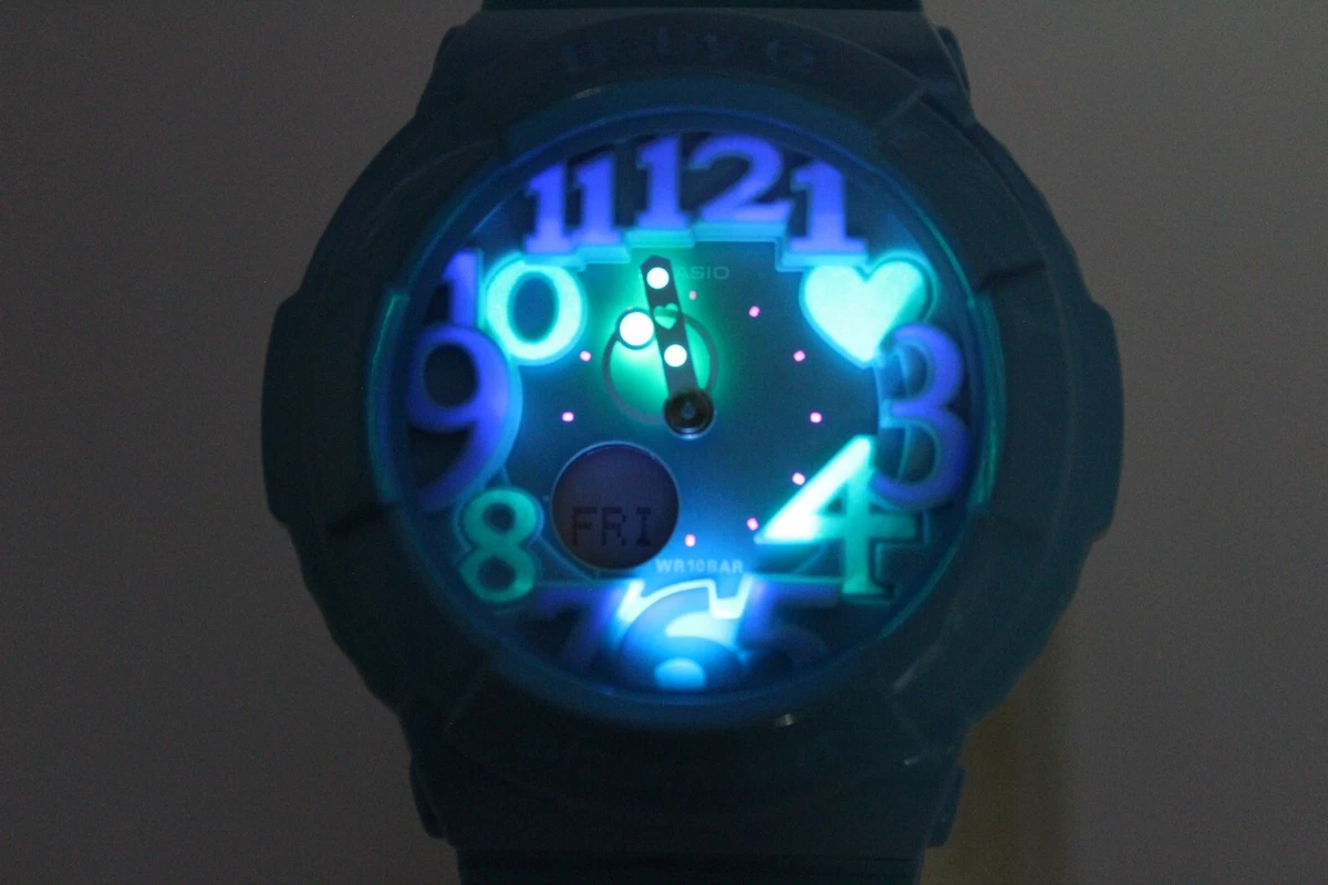 CASIO BGA 130 Blue Analog Digital Neon Dial Baby G Watch