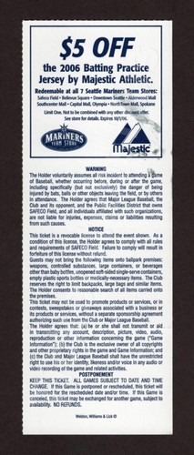 Justin Verlander WIN#2 DEBUT SEATTLE Mariners Tigers 4/23/2006 Ticket BELTRE HOF - Picture 2 of 12