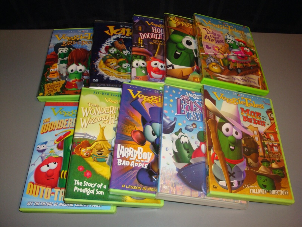 Veggie Tales 10 DVD Lot Family Kids homeschool Larryboy Jonah Moe