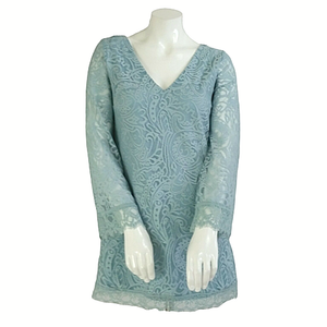 light blue lace overlay dress