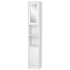 Tall Bathroom Storage Cabinet Narrow Freestanding Cabinet with Mirror