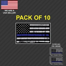 10x Distressed Tattered American Flag Police Thin Blue Line decal sticker BLM US