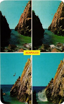 Multi View Cliff Diver Acapulco Mexico Postcard Unposted
