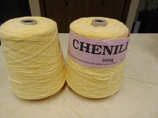 1+ New Cones Chenille Yarn 500g 100% Acrylic Lemon Yellow Machine Knitting